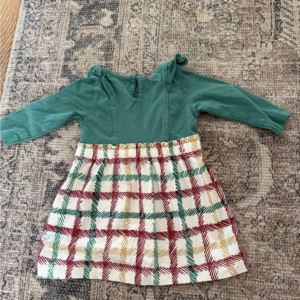 RUFFLEBUTTS baby Girl's Spruce & Tinsel Plaid Dress - Picture 3 of 7